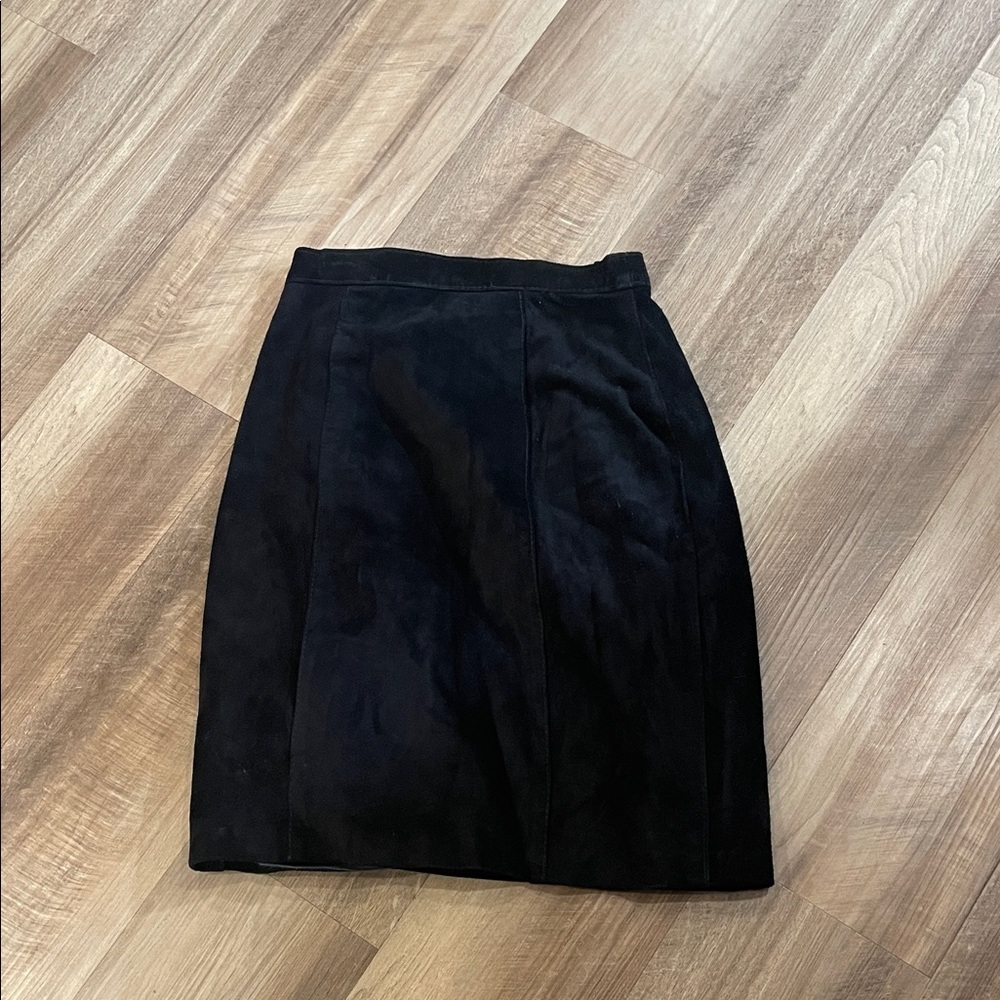 80s Black Leather Skirt